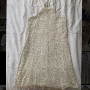 Cream spaghetti halter dress